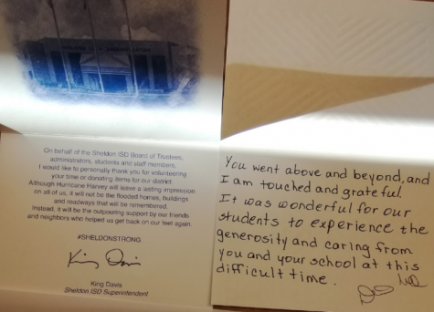 Thank you note from the principal of C.E. King High School